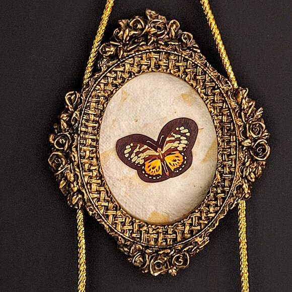 Vintage Ornate Framed Butterfly Wall Hanging 19" Excellent - Picture 1 of 8